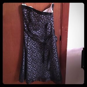 White House Black Market Black and Silver Strapless Cocktail Dress